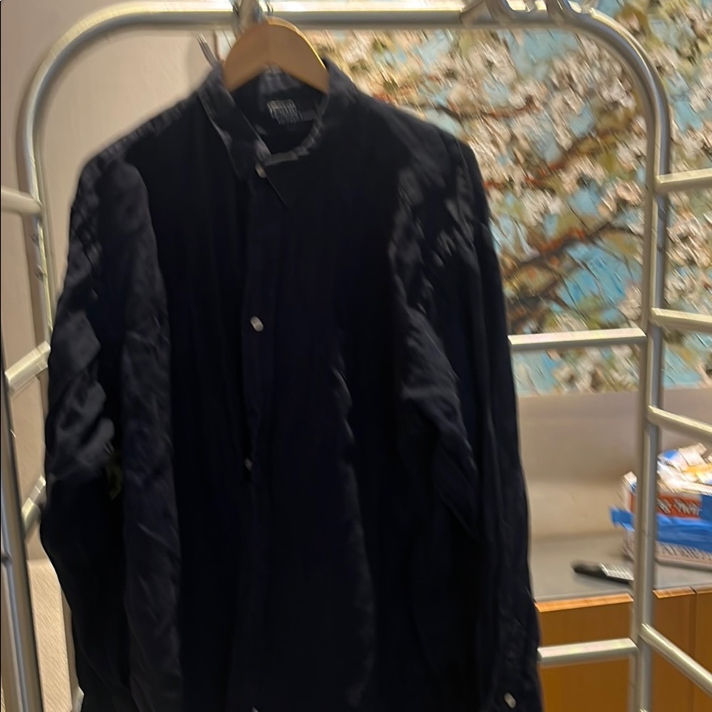 Polo black linen xxl button down